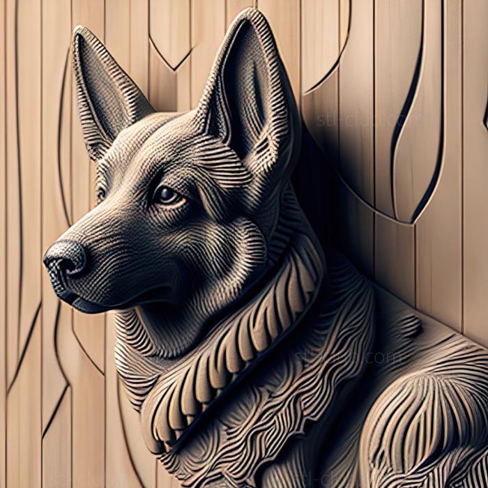 3D model st Norwegian Grey Elkhound dog (STL)